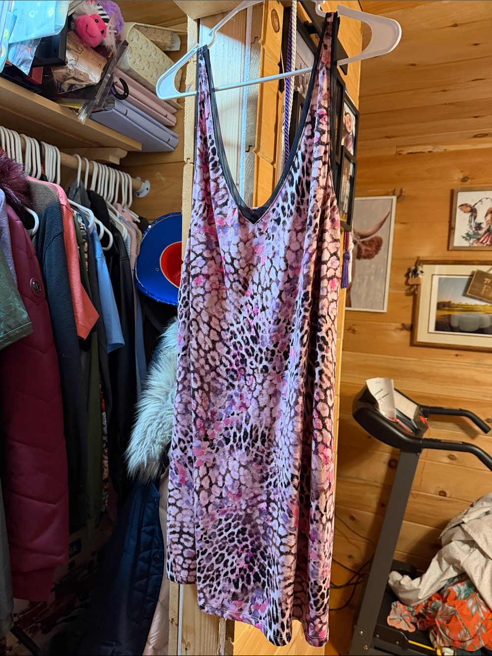 Sleeveless Pink Animal Print Slip Dress